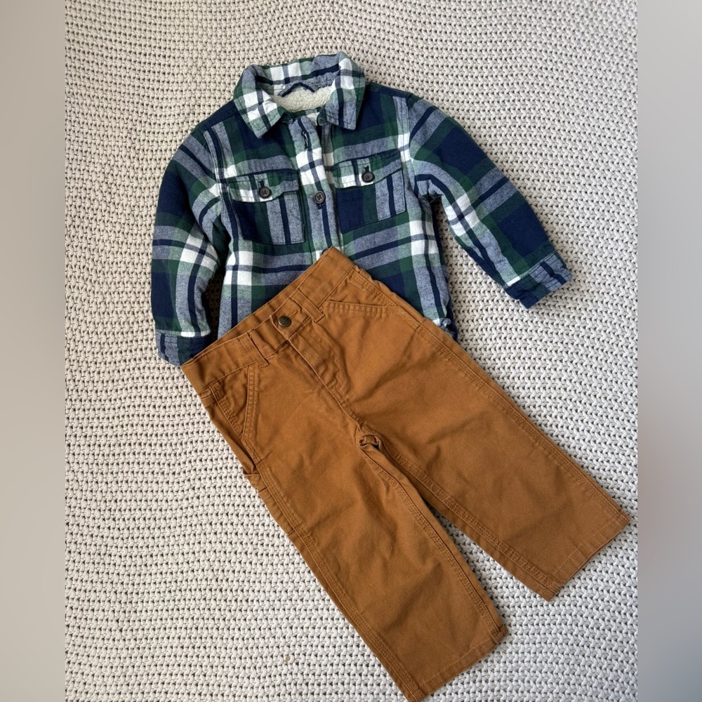 Boys 2T Flannel Shacket and pant set